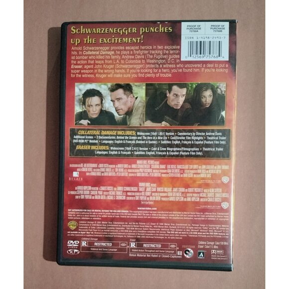 Arnold Schwarzenegger Action Movie Double Feature DVD Collateral Damage & Eraser - Picture 2 of 10